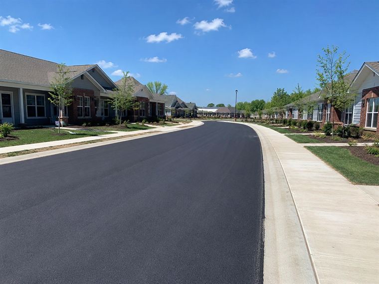 Newly paved residential neighborhood road